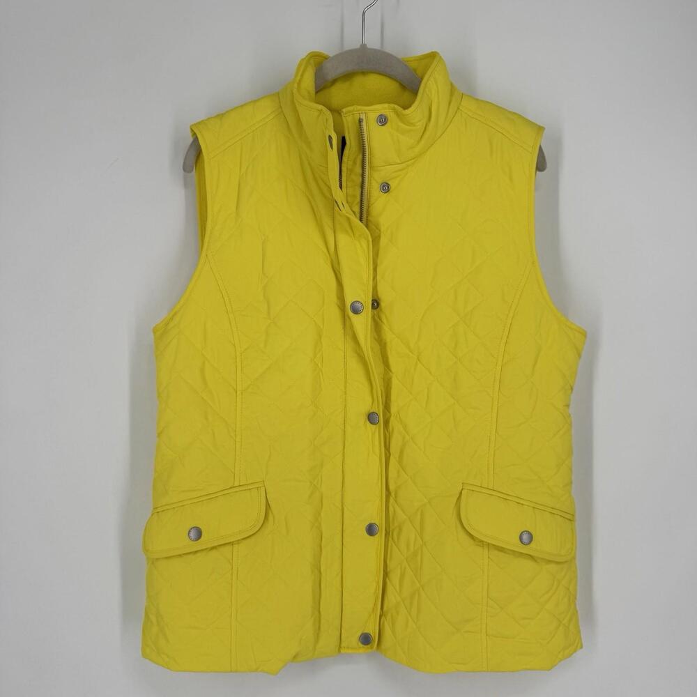 Talbots vest womens large L yellow puffer spring colorful outdoor layering